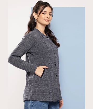 Aarika Women Woollen Round Neck Cardigan ( Black )