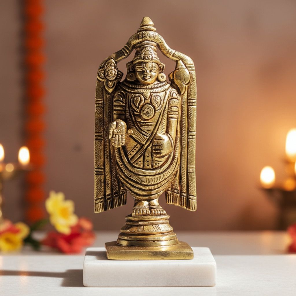 Traditional Brass Tirupati Balaji God Idol, Height : 5.5 Inch (BSMAS1549 C)