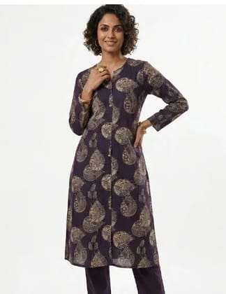 Black & Gold Paisley A-Line Kurti Pant Set  Elegant Ethnic Co-Ord Collection