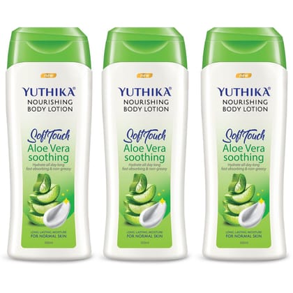 Yuthika Aloe Vera Body Lotion 100ml Pack of 3, Instant Hydration, Fast Absorbing & Long Lasting Nourishing Body Lotion