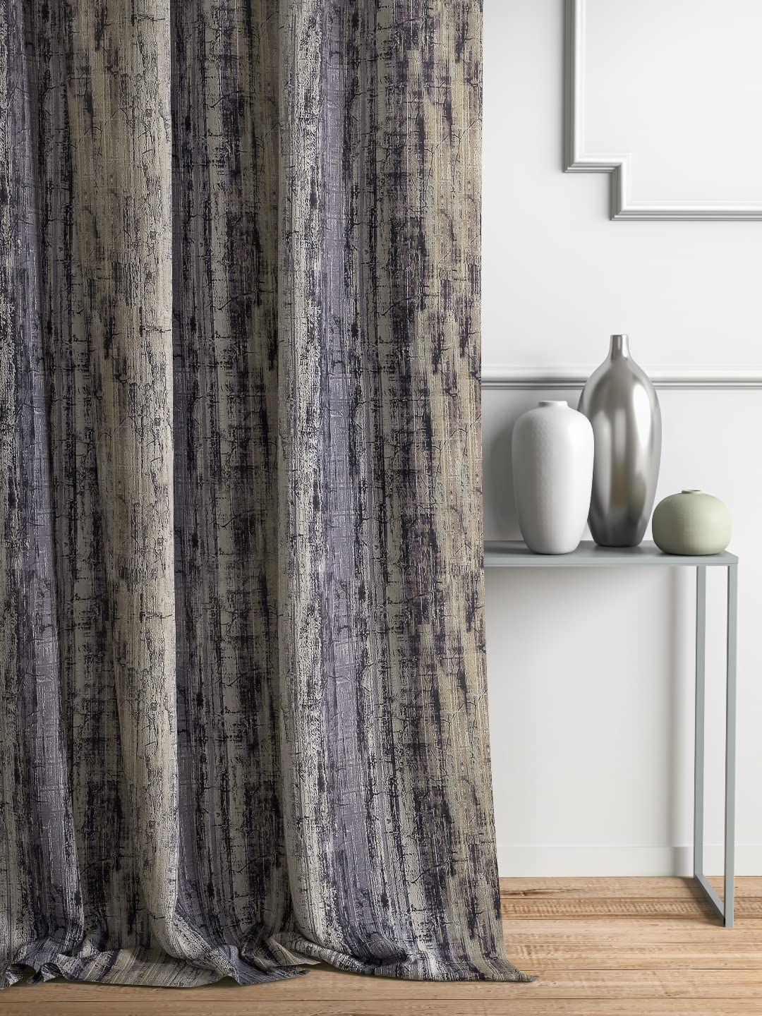 DDECOR - 100% PolyesterStripes And Checks PatternWindow 5 Ft|135 CM X 160 CM| - Grey
