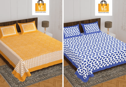 2201-Hometrade India- Standard Double Size (90*100 in )-Combo Double Bedsheet