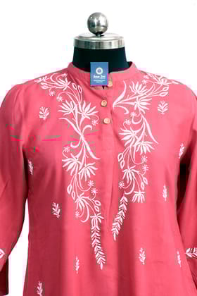 Rayon Top - Dark Pink - Pattern Lotus Flower