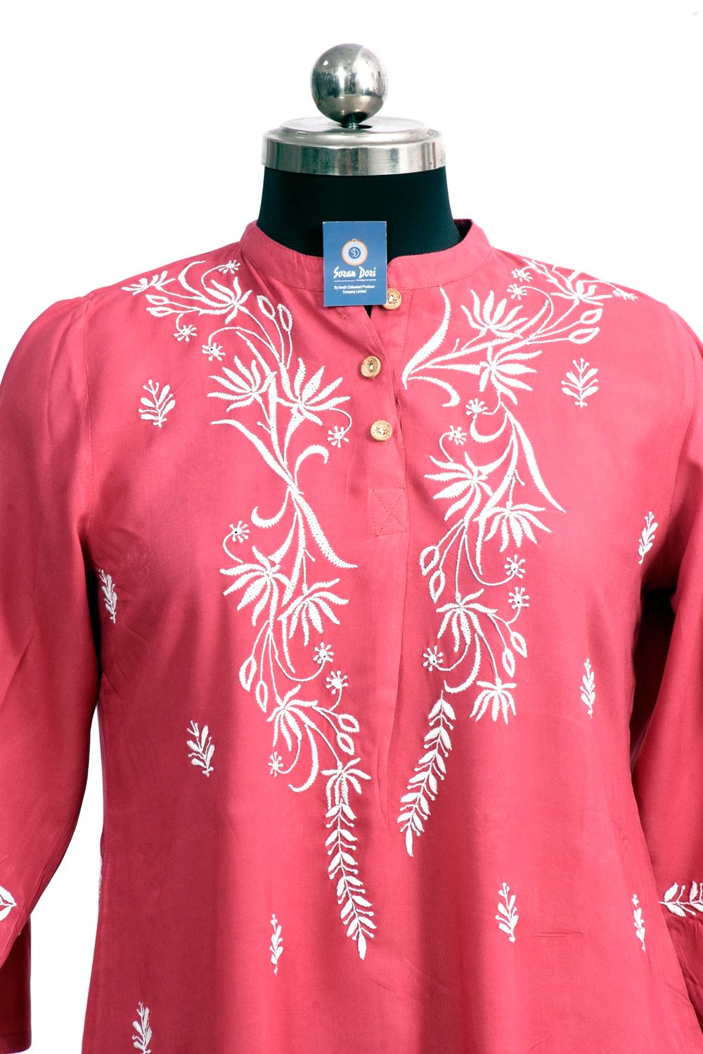 Rayon Top - Dark Pink - Pattern Lotus Flower