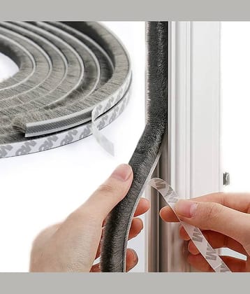 10 Meter Weather Stripping Door Seal Strip | Self Adhesive Weather Strip Sound proofing for Windows | Window Sealing Strips for Gap | soundproof Door Seal (Grey) Wool