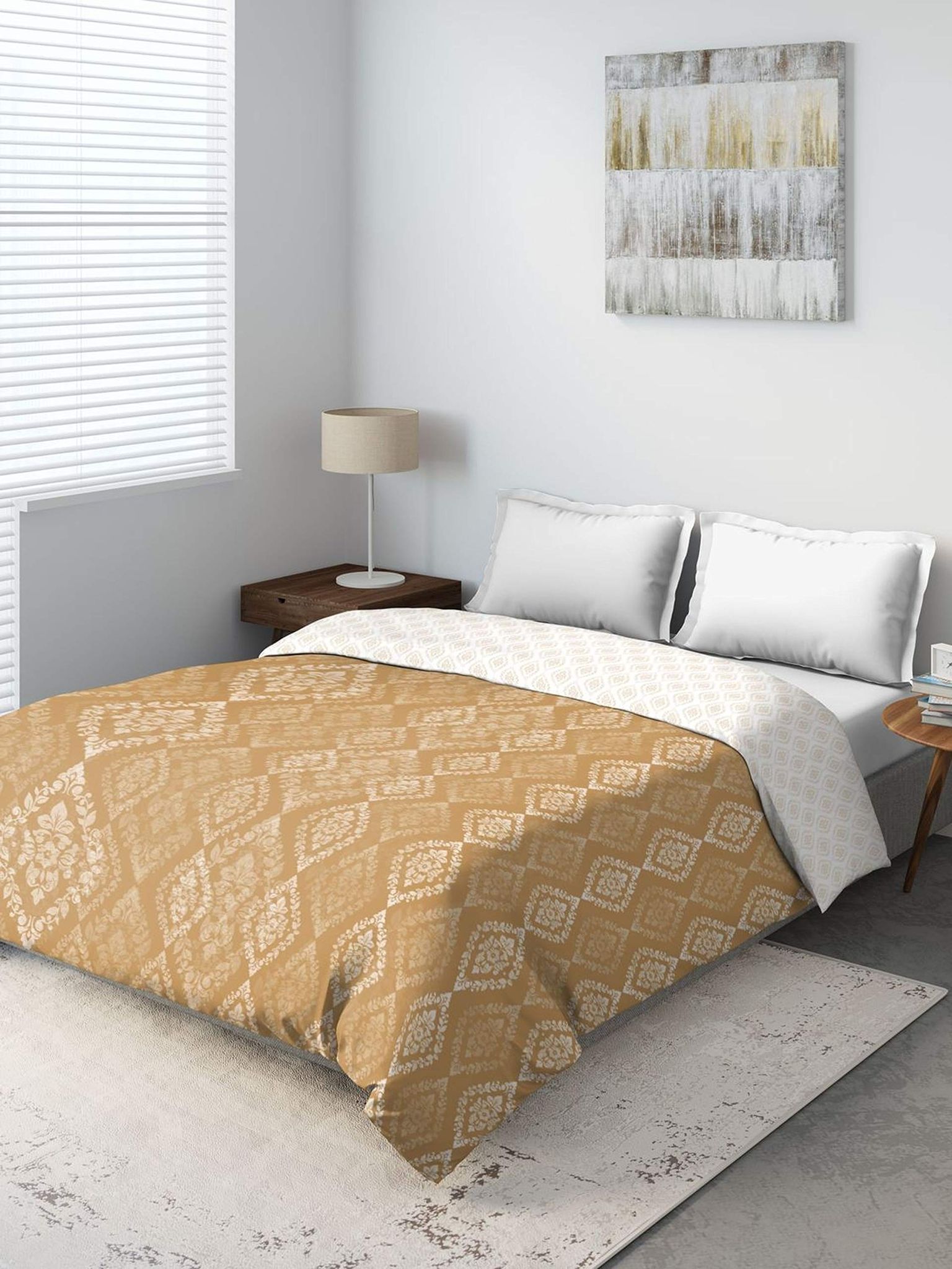 DDECOR - Primary Collection 100% Cotton Damask Pattern 136TC King Quilt |229 CM X 274 CM| - Brown