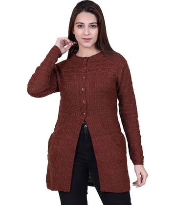 Varenyam Acrylic Brown Buttoned Cardigans - Single