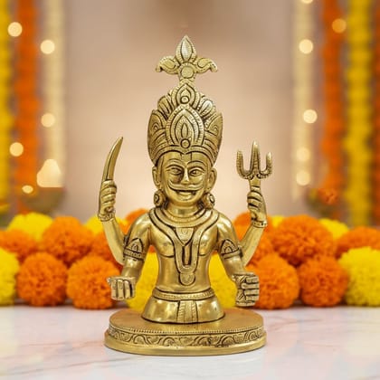 Brass Kaal Bhairav Statue – Lord Bhairav Brass Spiritual Home Decor, Height : 9 Inch (BSMAS1905 D)