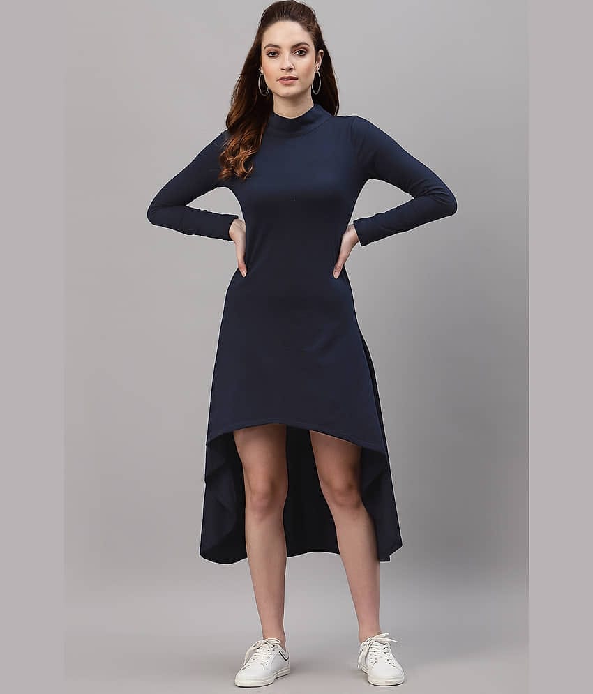 Rigo Women Cotton Solid Bodycon Dress ( Navy )