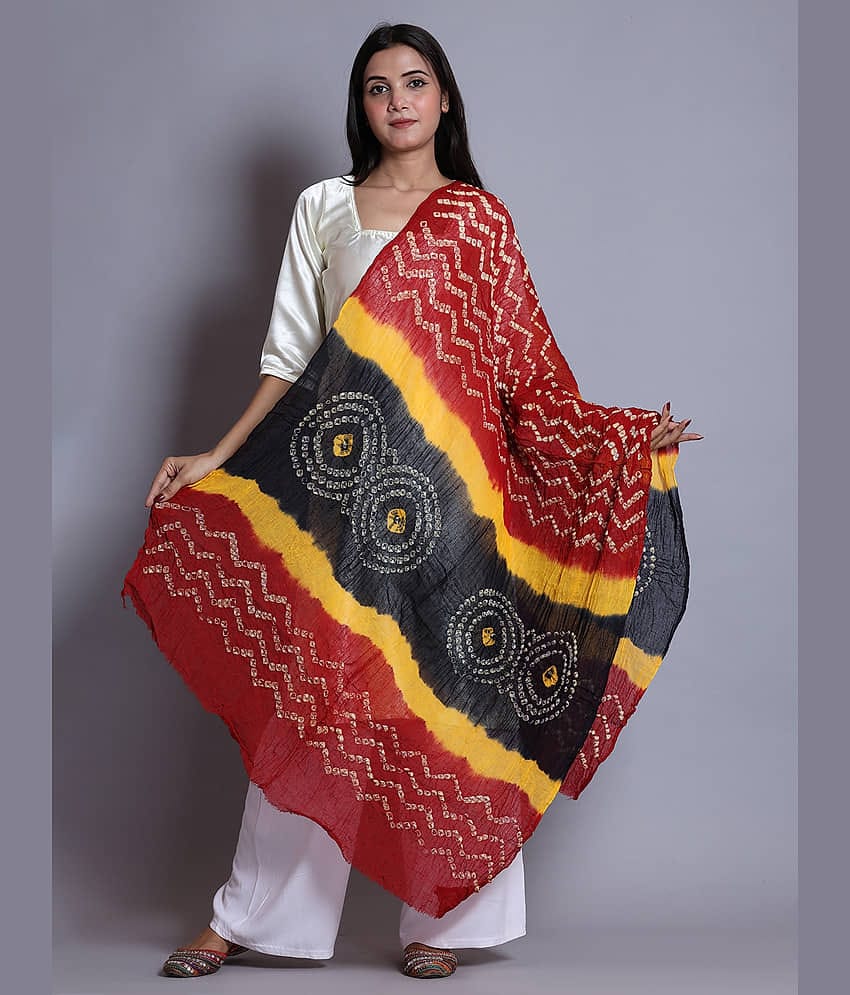 Anjaneya Creations Cotton Women Dupatta ( Black,Red,Yellow , Pack of 1 )