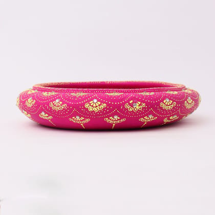 DECOREER Pink Terracotta Urli with Golden Motifs