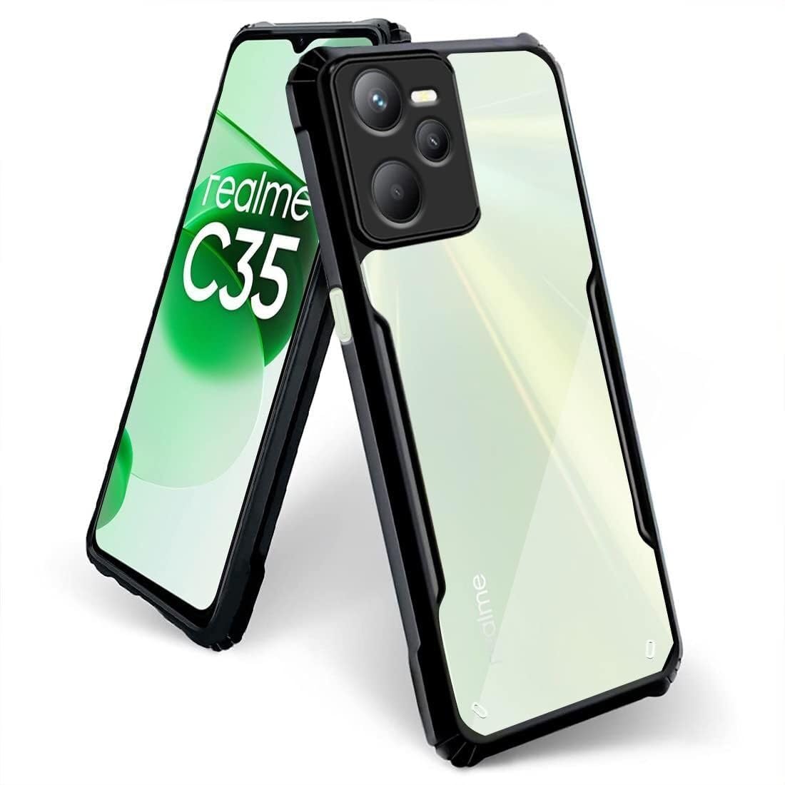 PLUGTECH Slim Shockproof Case | Matte Black Soft | Drop Protection | Precise Cutouts | Premium Mobile Cover for Realme C35