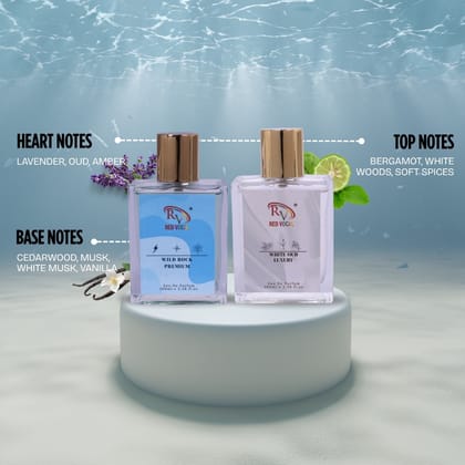 Red Vocal Wild Rock Premium Perfume with White Oud Luxury Eau de Parfum Combo (Set of 2) 100ml Each