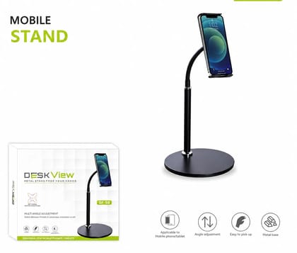 360 Adjustable Mobile Phone Stand for Desk | Metal Desktop Cell Phone Holder | Flexible Gooseneck Stand Compatible with iPhone, Samsung, OnePlus, Xiaomi & All Smartphones