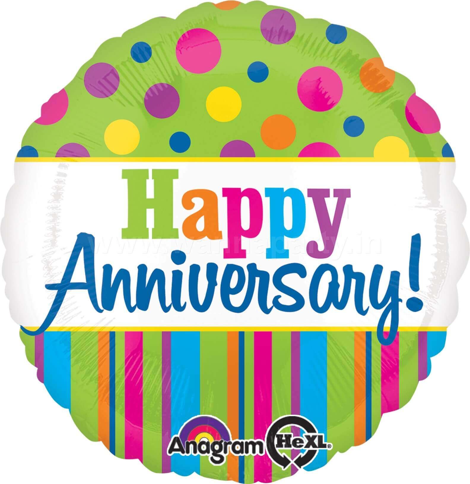 Happy Anniversary Foil Balloon - Helium Quality - 18 inches - 1PC