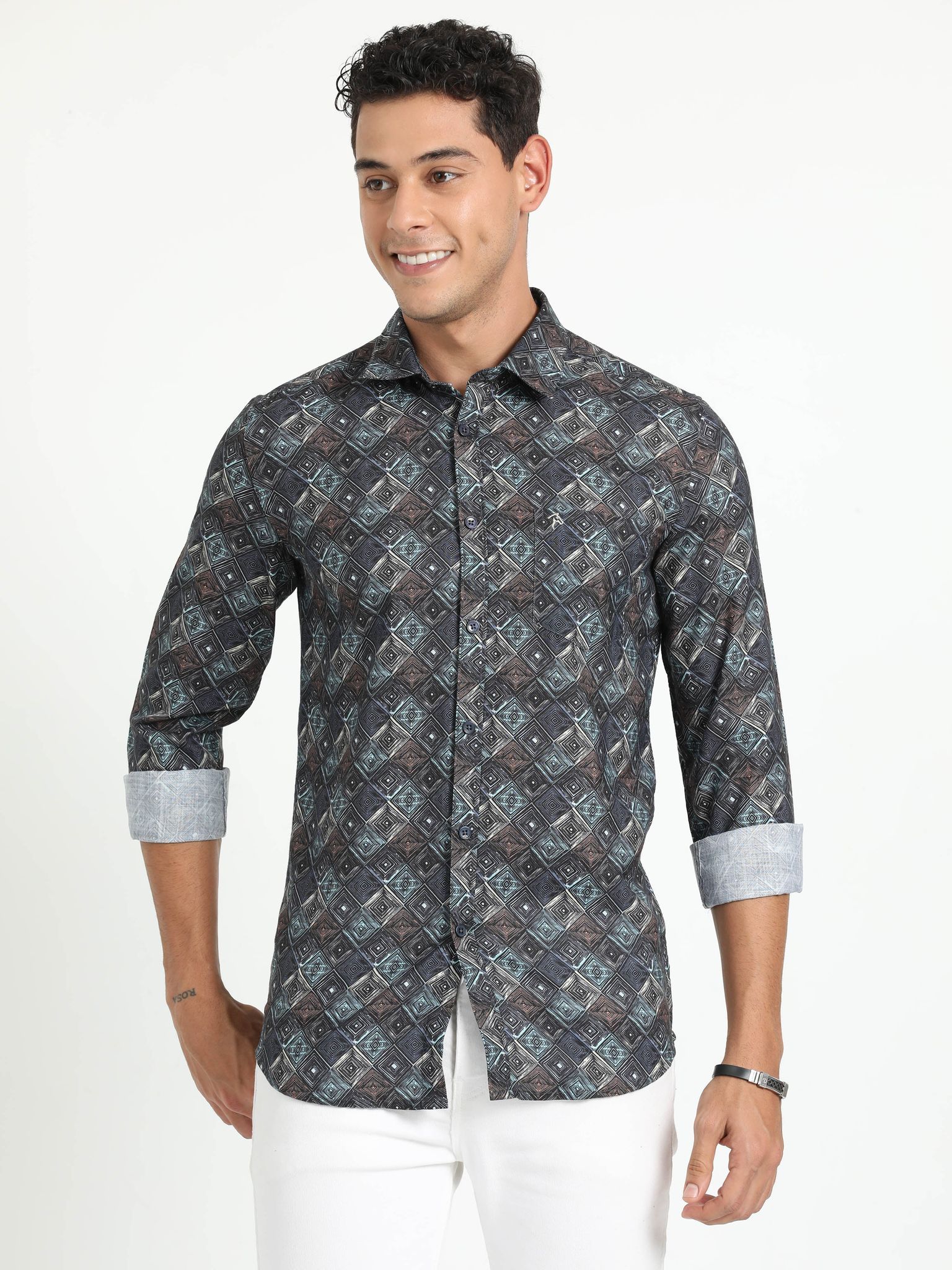 Cp Bro Men's Printed Multi Cotton Full Sleeve Woven Shirt | SBO2-94 A-FS-PRT-BSL
