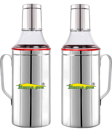 HomePro - Stainless Steel Oil dispenser Pack of 2 Leakproof Oil pourer | Oil container | Oil Pot | Oil Can with Sturdy Handle, (Size)