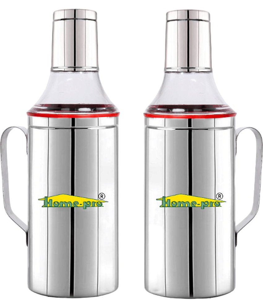 HomePro - Stainless Steel Oil dispenser Pack of 2 Leakproof Oil pourer | Oil container | Oil Pot | Oil Can with Sturdy Handle, (Size)