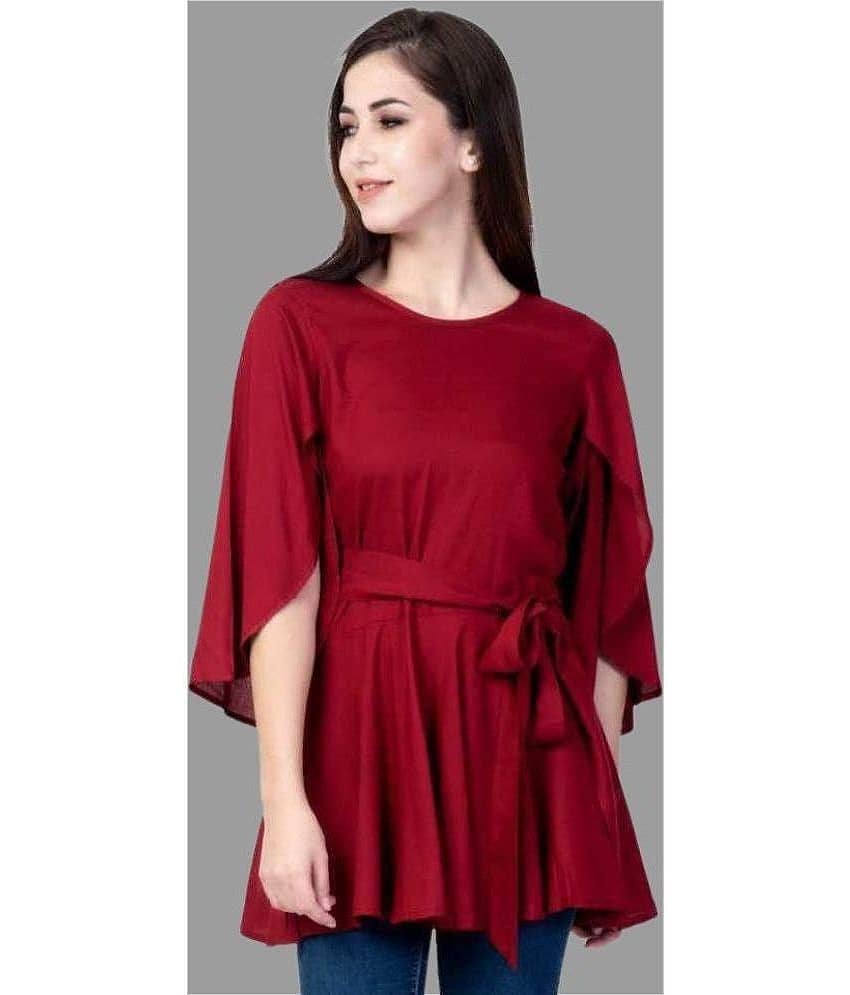 Smien Women's Rayon Tunic ( Red )