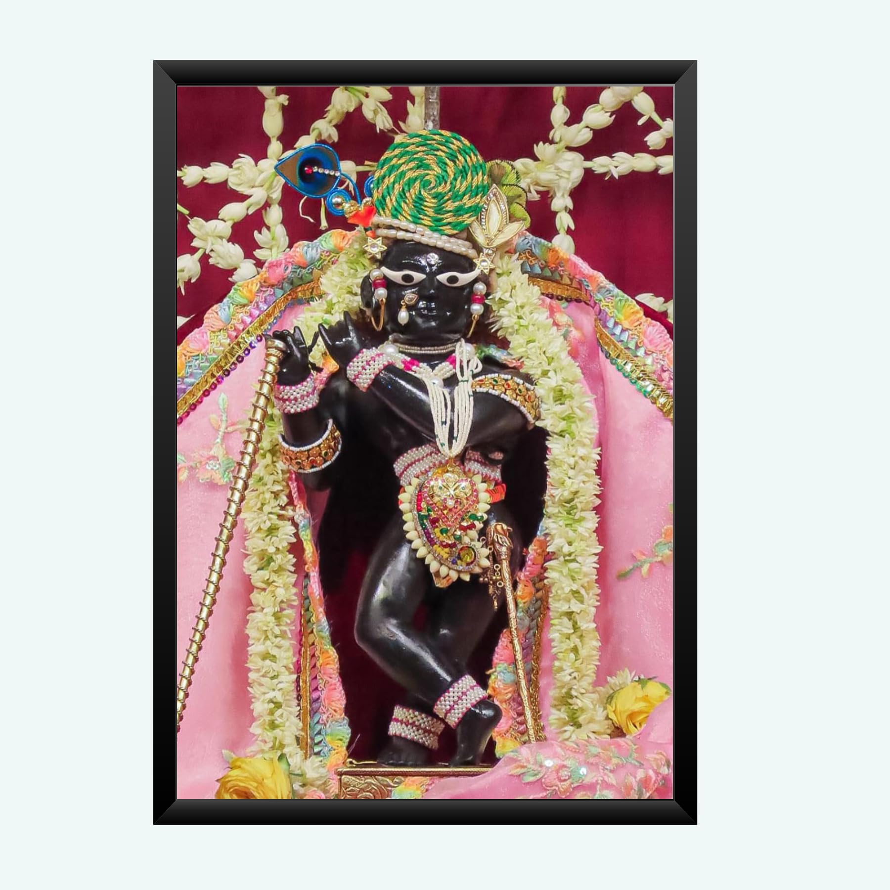 NOKKES Radha Raman ji Vrindavan Radha Raman Thakur Ji Black Photo Frames Religious Photo frame 5X7 Inch Photo Frame_QWW112