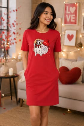 T-shirt Dress With Pockets - Beagle Furever Love (6 Colours) (Slim Fit)
