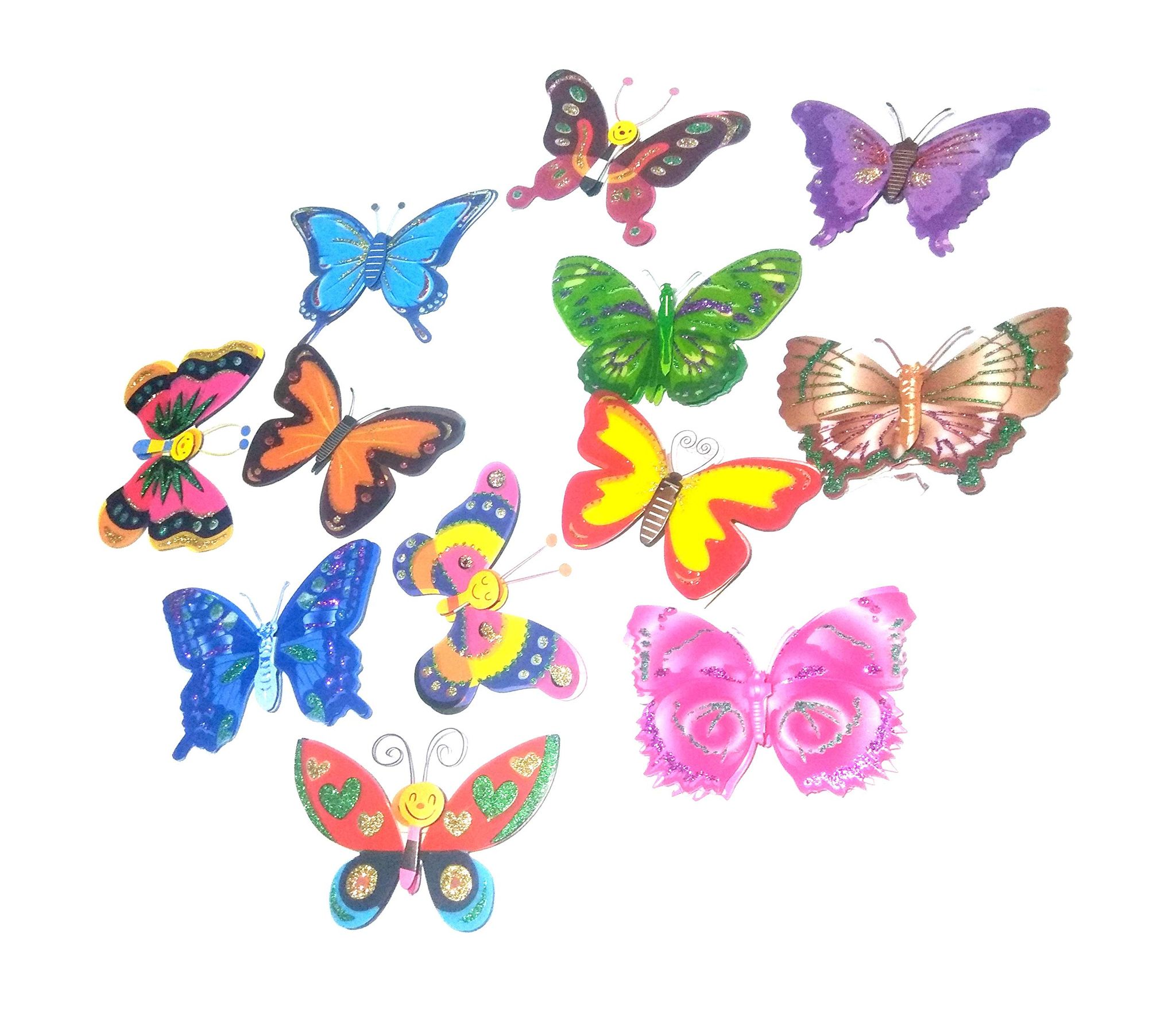 Nawani 12 Pcs PVC Decorative Beautiful 3D Butterfly Removable Wall Sticker, Size 11/9 cm