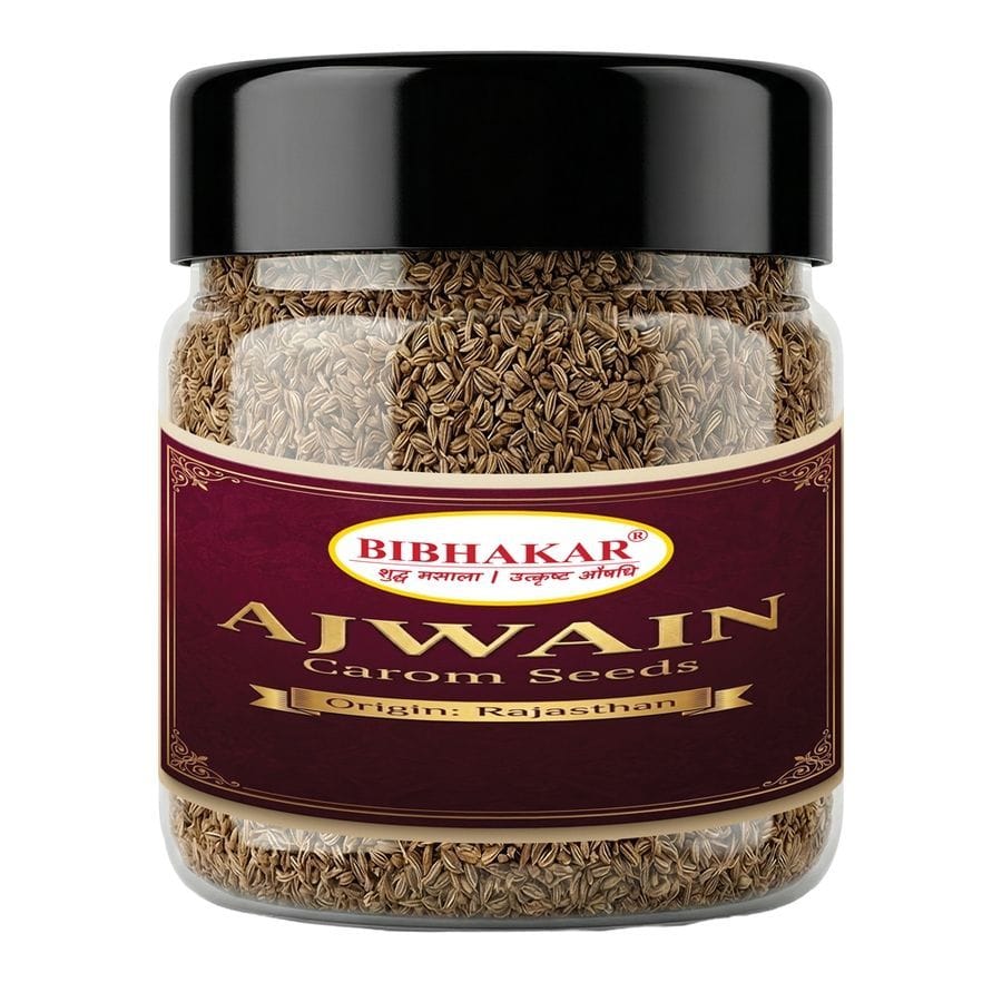 Whole Ajwain Seeds (Carom) 250g - Sourced from Rajasthan, India - Natural, Sortex Cleaned in Airtight PET Jar | Bibhakar Spices - 250 gm - One jar of seeds