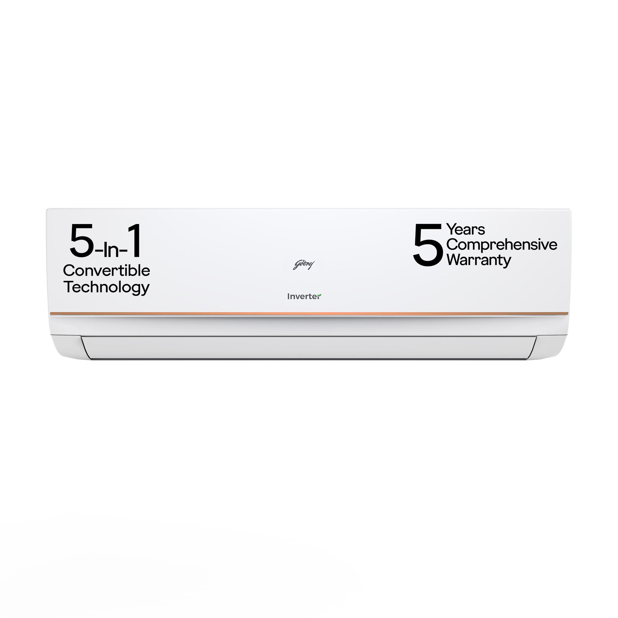 Godrej 1 Ton 3 Star, 5 Years Comprehensive Warranty, 5-In-1 Convertible Cooling, Inverter Split AC (Copper, I-Sense Technology, AC 1T EI 12TINV3R32-GWA Split, White)