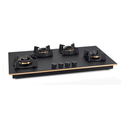4 Burner DFVS Matte Glass Hob Top 2 Triple Ring Full Brass Burners Auto Ignition (BH-1094RCIHTDFT2TRMG)