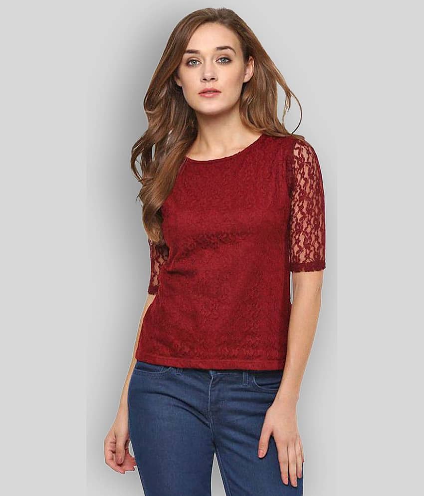 Miss Chase Women's Cotton Regular Top ( Maroon )