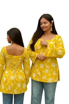 Women Pure Cotton Floral Printed Short Kurti
