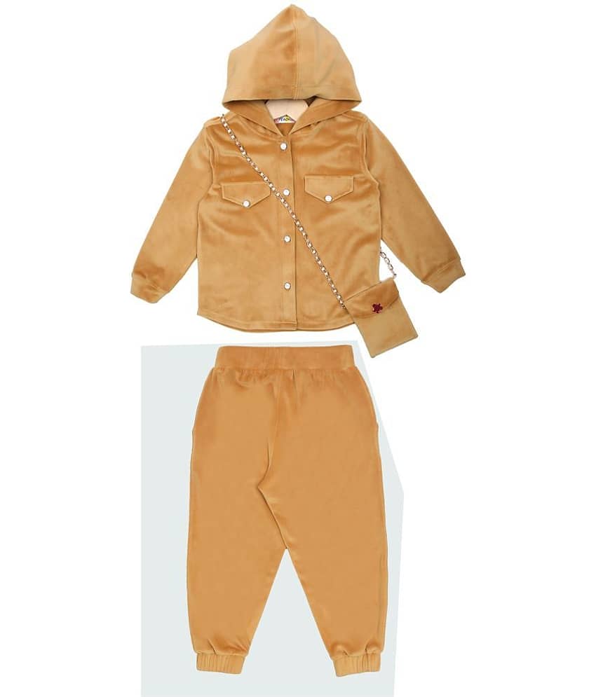 PEACHIES Girls Velour Tracksuit For ( Yellow )