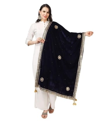 Women's Velvet Gotta Patti Dupatta (Blue)-PID46944