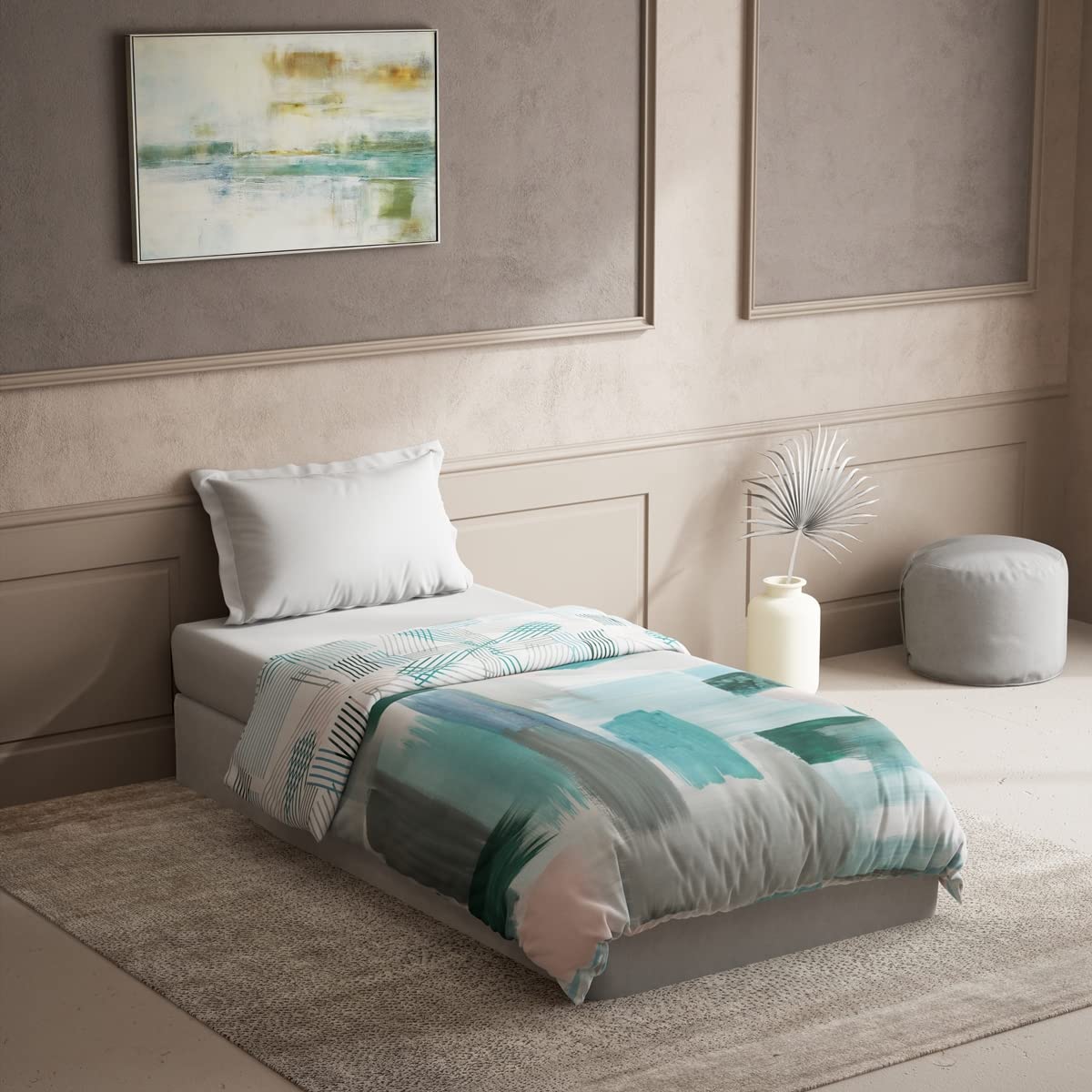 DDECOR - Cherish Collection 100% Cotton Abstract Pattern 150TC Single Quilt|152 CM X 229 CM| - Turquoise