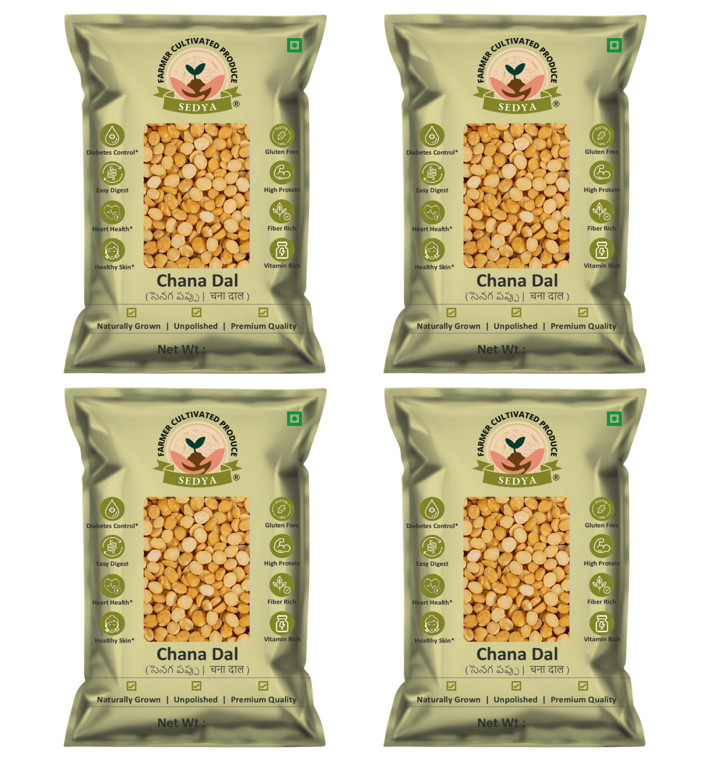 Sedya Unpolished Premium Chana Dal | Protein & Fiber Rich | 2kg