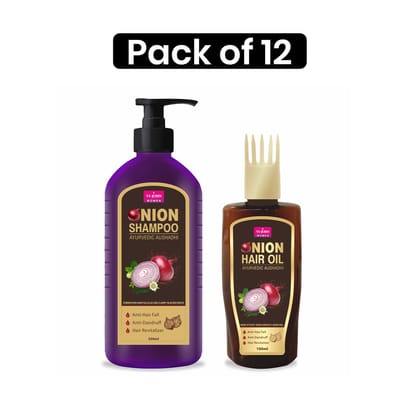 VI-JOHN Onion Shampoo 300ml With Onion Hair Oil 100ml (Combo Pack)