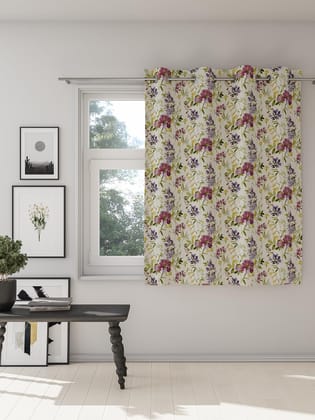 Ddecor Curtain Pack of 1, Polyster Digital Print Floral Curtain, Window 5 FT, Florie, Room Darkening |135 CM X 160 CM, Purple