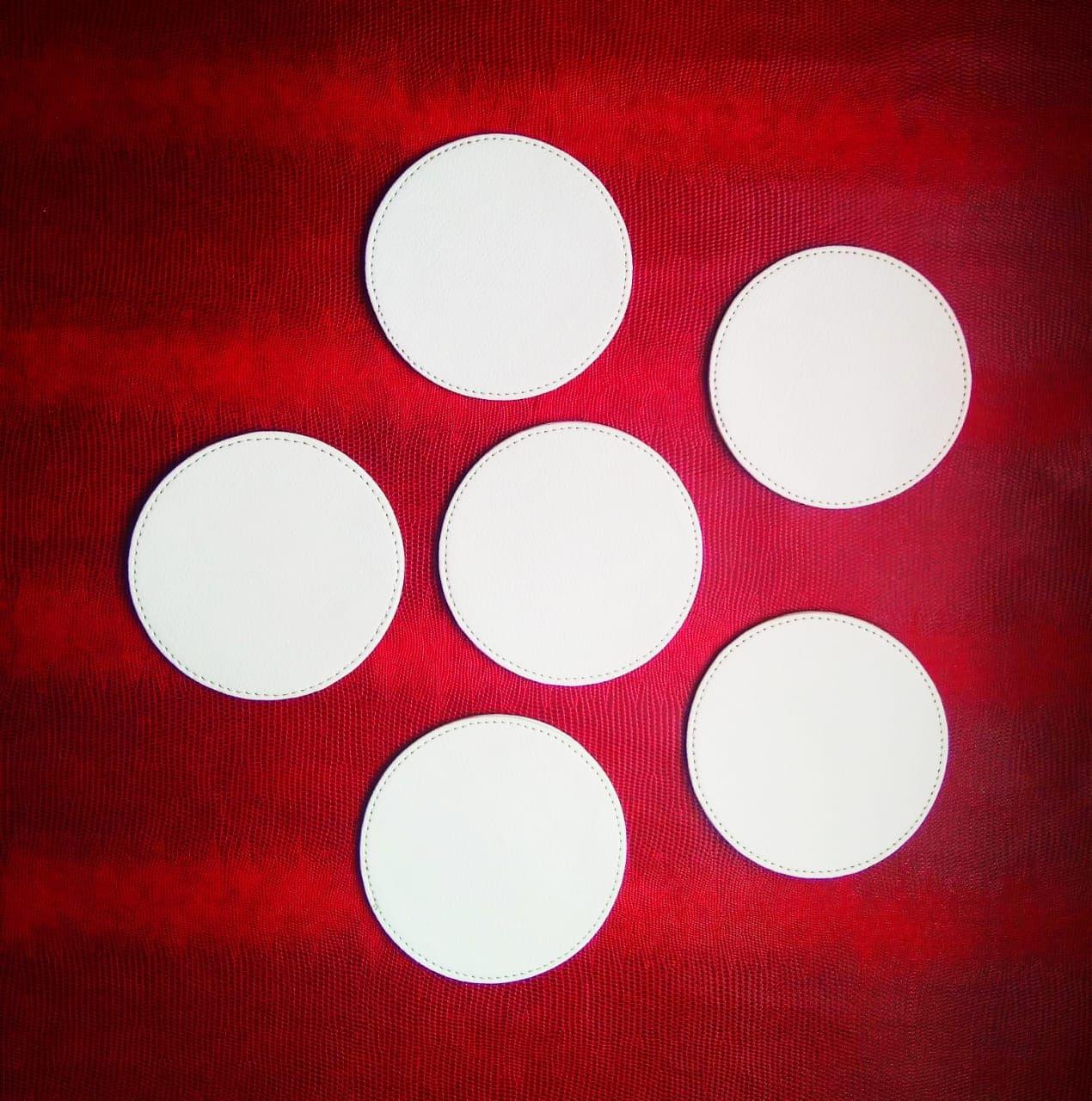 Circle Coaster 6pcs Set - Faux Leather
