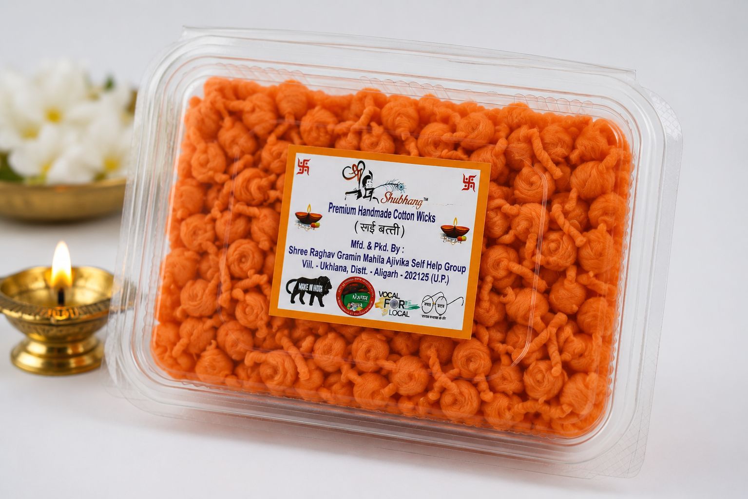 Orange Premium Handmade Cotton Wicks (Batti) Box