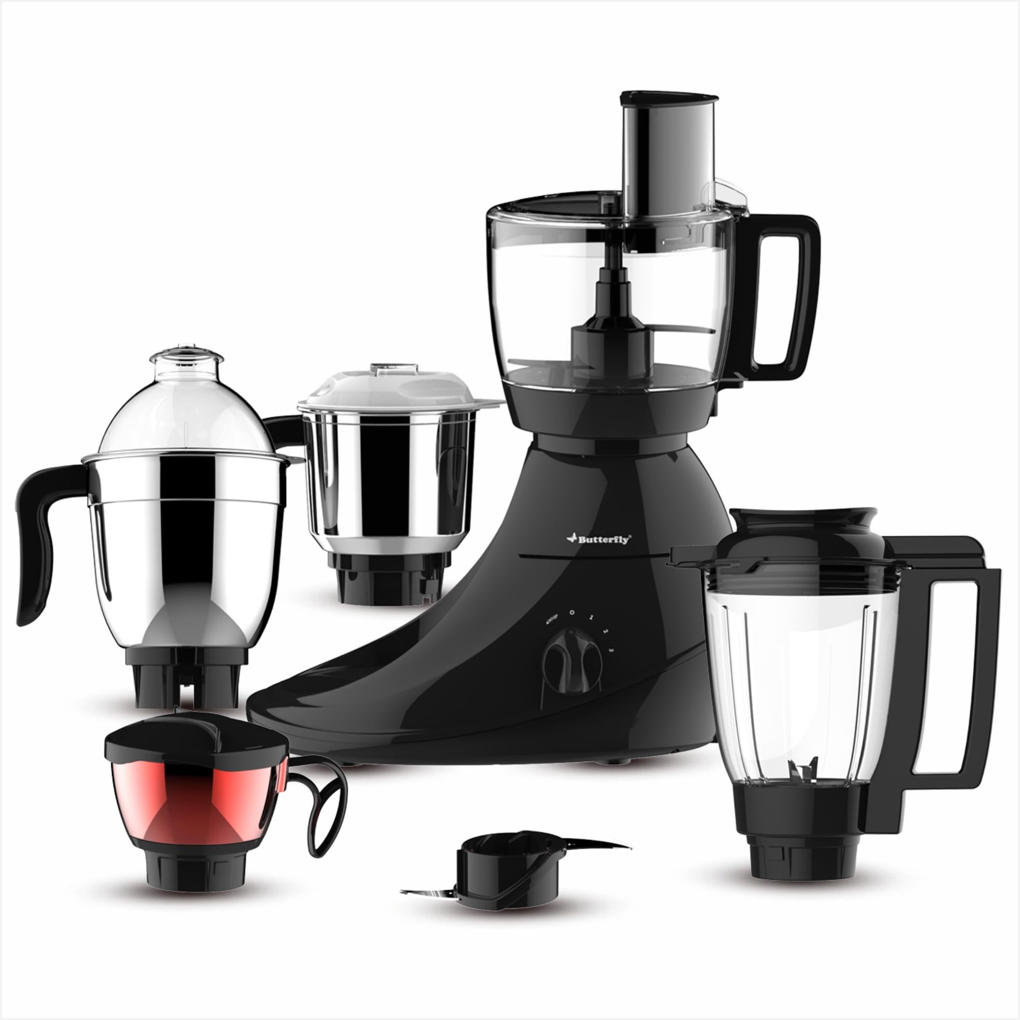 Butterfly Vertex 750W Mixer Grinder+Food Processor | 3 SS Jars, 1 Juicer Jar & 1 Food Processor | Atta kneader & Veggie Chopper Butterfly Vertex 750W Mixer Grinder+Food Processor | 3 SS Jars, 1 Juicer Jar & 1 Food Processor | Atta kneader & Veggie Choppe