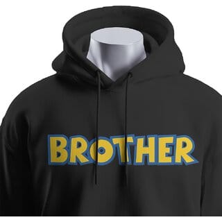 BULL CLOTHING BROTHER Black Hoodie Design with 60 Cotton, 40 Polyester, 280 GSM for Softness Comfort (XXL)