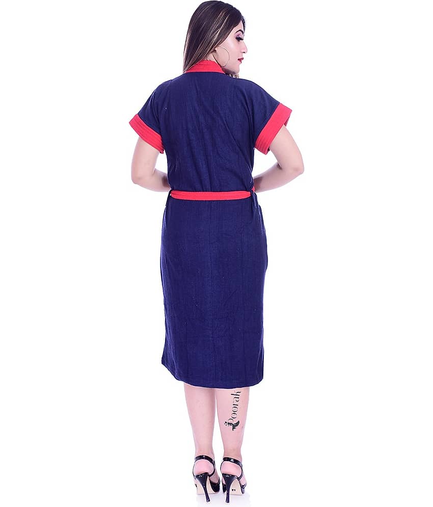 Poorak Blue Free Size Bathrobe ( Pack of 1 )