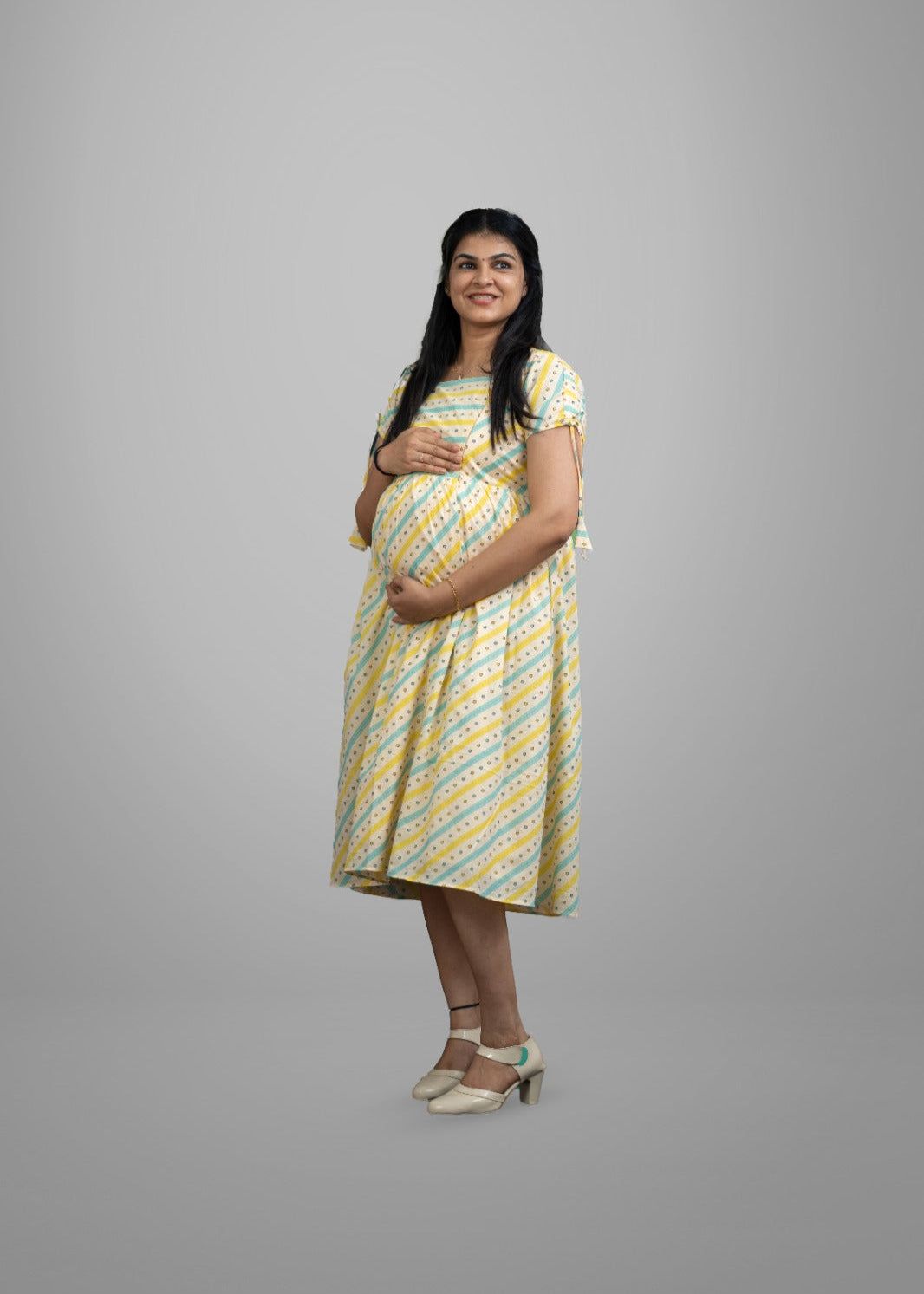 Soft Dobby Cotton Floral Frock With Designer Yoke (Copy) - Half Sleeve