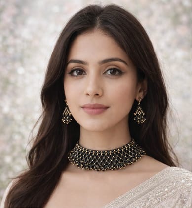 Handcrafted Jali Beaded Choker Necklace Set with Earrings