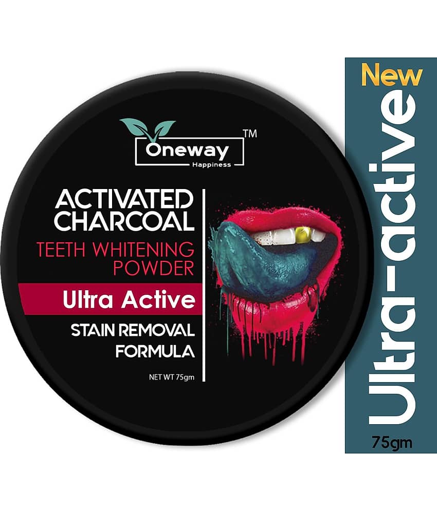 Oneway Happiness Activated Charcoal - Teeth Whitening Powder with Ultra-Active Formula Toothpaste 75 gm