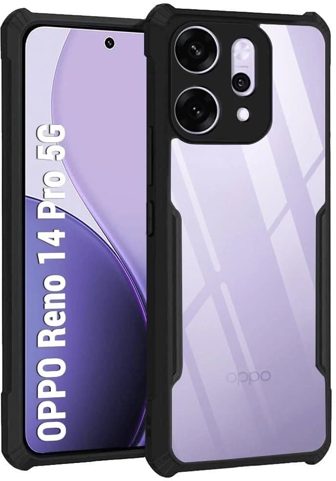 PLUGTECH Slim Shockproof Case | Matte Black Soft | Drop Protection | Precise Cutouts | Premium Mobile Cover for Oppo Reno14 Pro