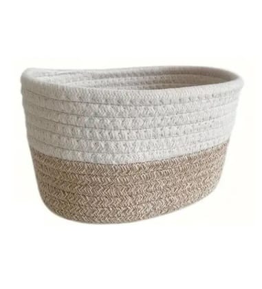 Generic Cotton Pack Of_1 Bathroom Storage Basket For Clothes (White)-PID66384