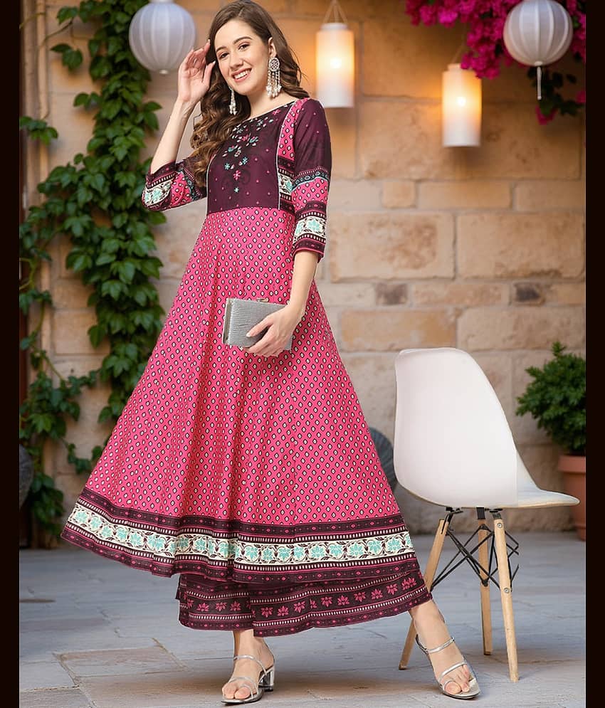 Pannkh - Multicoloured Rayon Women's Anarkali Kurti ( Pack of 1 )