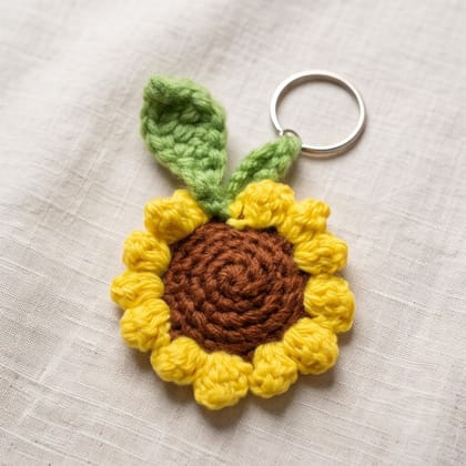 Handcrafted Sunflower Crochet Keychain