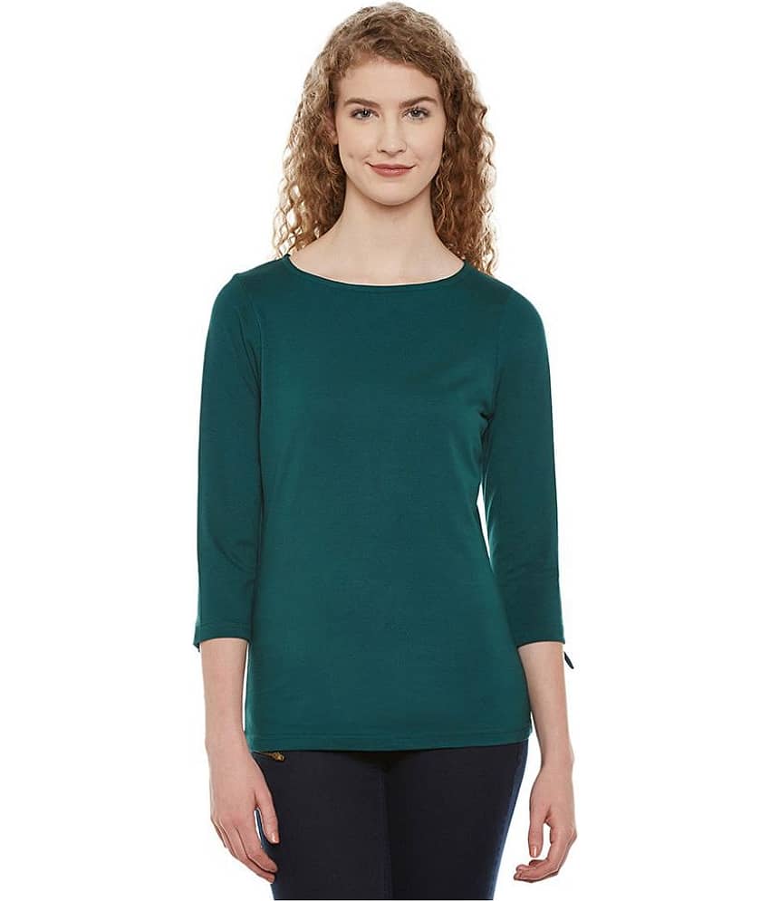Miss Chase Women's Cotton Regular Top ( Green )